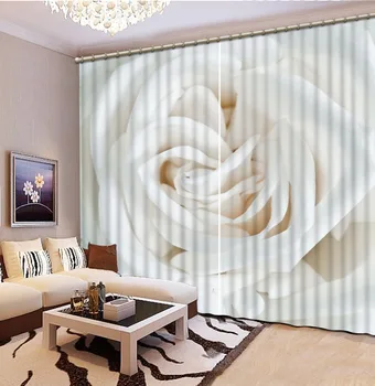 

Customized size Luxury Blackout 3D Window Curtains For Living Room white flower curtains