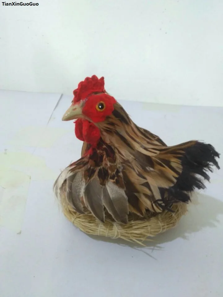 

simulation hen 11x10cm hard model prop polyethylene&furs chick handicraft decoration gift s1625