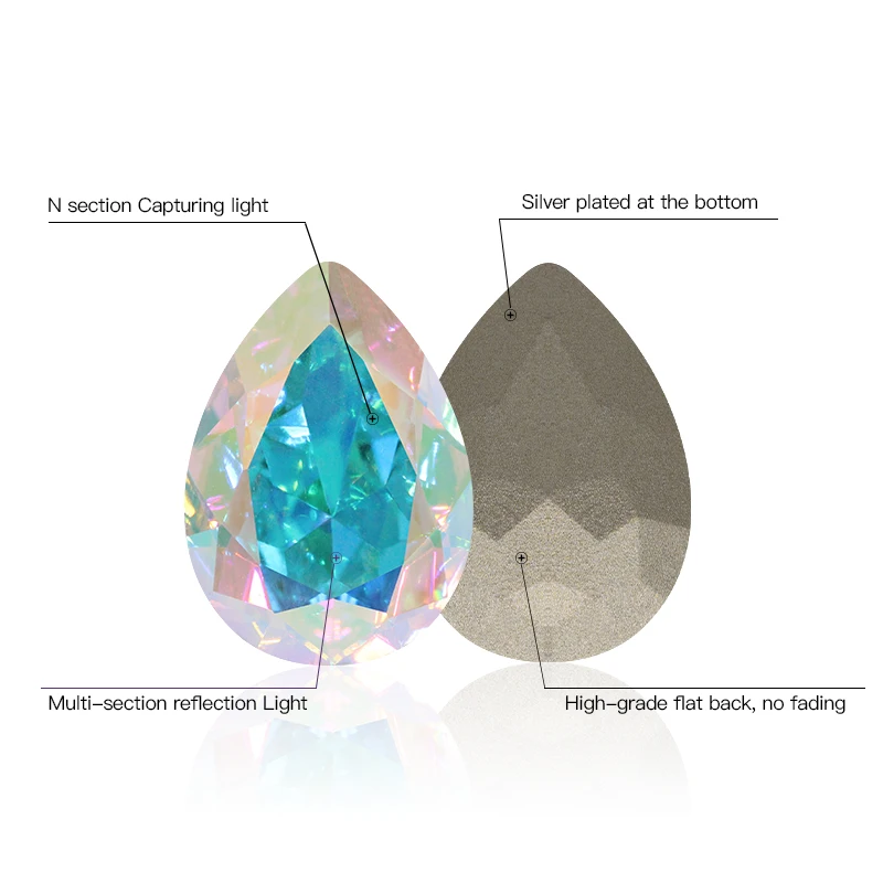 Каплевидный кристалл Медь Красочные стекло 10x14 мм Высокое качество Pointback пришить на камень 24 шт. капелька Швейные Стразы для одежды