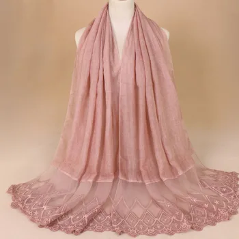 

bandanas women scarf muslim hijabs lace mujer plain head scarfs bufanda 120g hijab cotton scarf fashion head cover bohemian