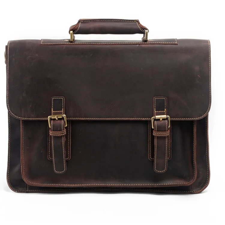 

Genuine Leather Briefcase for Men Crazy Horse Leather Handbags Office Bags Messenger Bag Male Laptop Bag Briefcases