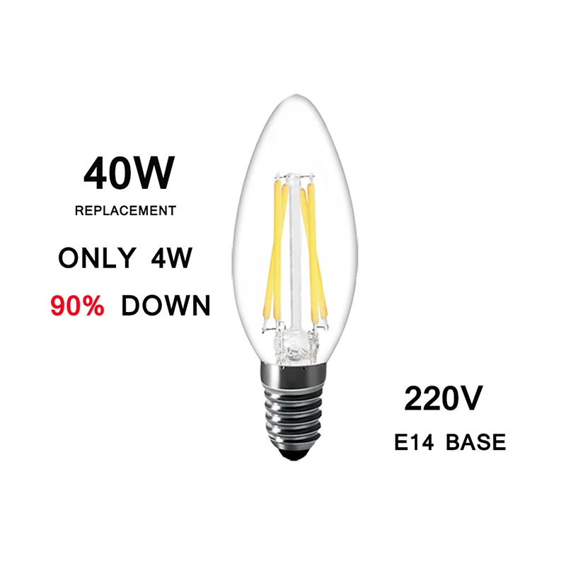 C35 A60 G45 Ретро Античная Стекло Edison накаливания свет E14 светодио дный лампы винт светодио дный лампа E27 Стекло лампы источник света лампы 360