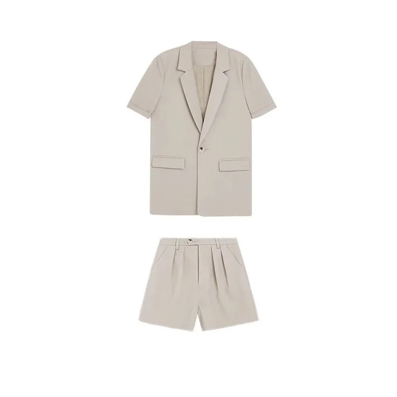 Women's suit suit solid color shorts suit Fashion short sleeve solid color suit Women's high waist shorts and suit 2019