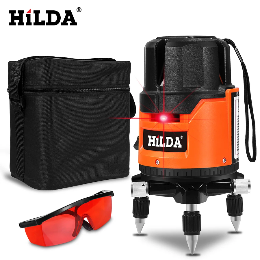 HILDA 5 Lines 6 Points Laser Level Self-leveling Horizontal&Vertical 360 Degree Adjustment Rotary Cross Laser Line Leveling