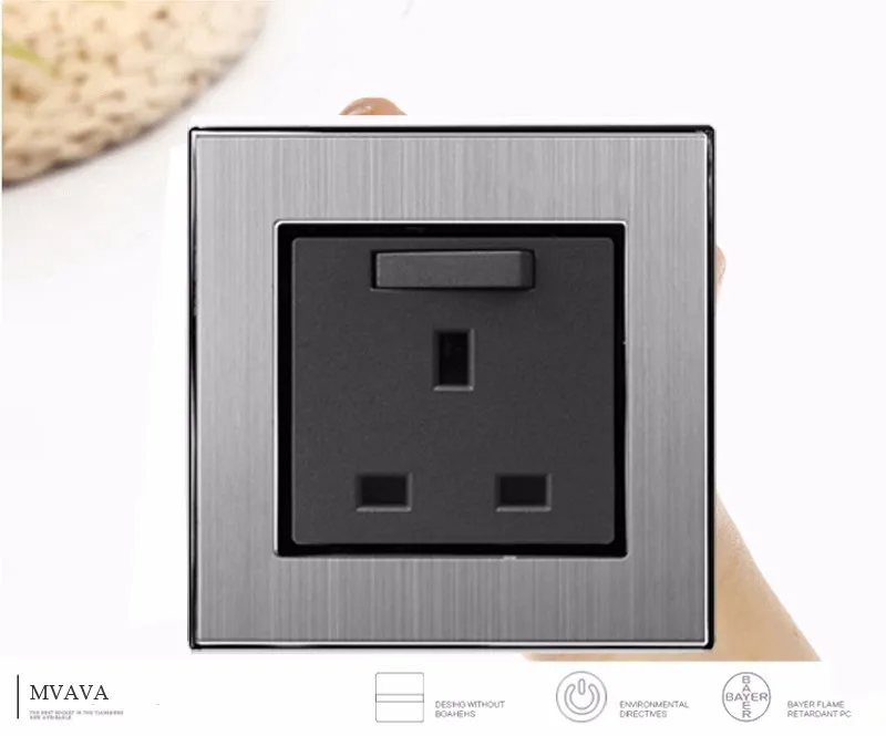 Mvava Uk Style Standard Wall Switched Socket Decorative Wall Plug