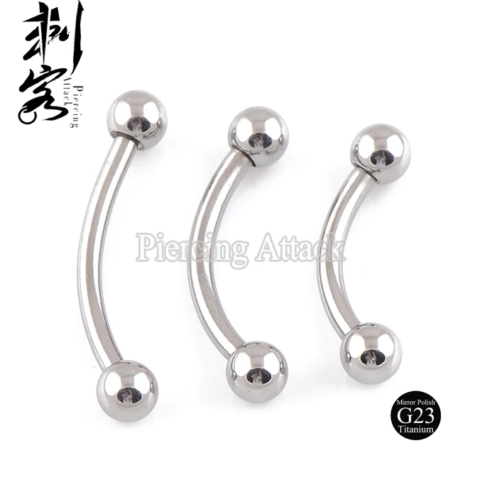 Highly Polished G23 Titanium Body Jewelry 16 Gauge Titanium Banana with Ballin Body Jewelry