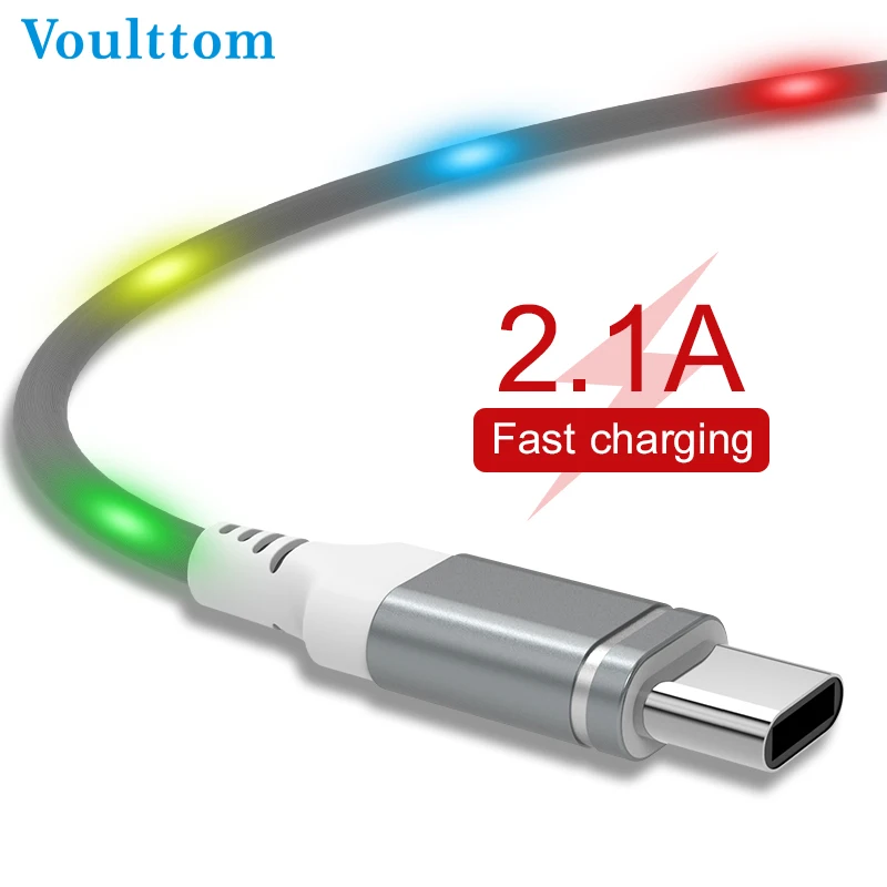 

Voulttom Data Cable Voice Control LED Flash light Cable Fast Charging for iPhone Android Micro USB cable for lightning Cable