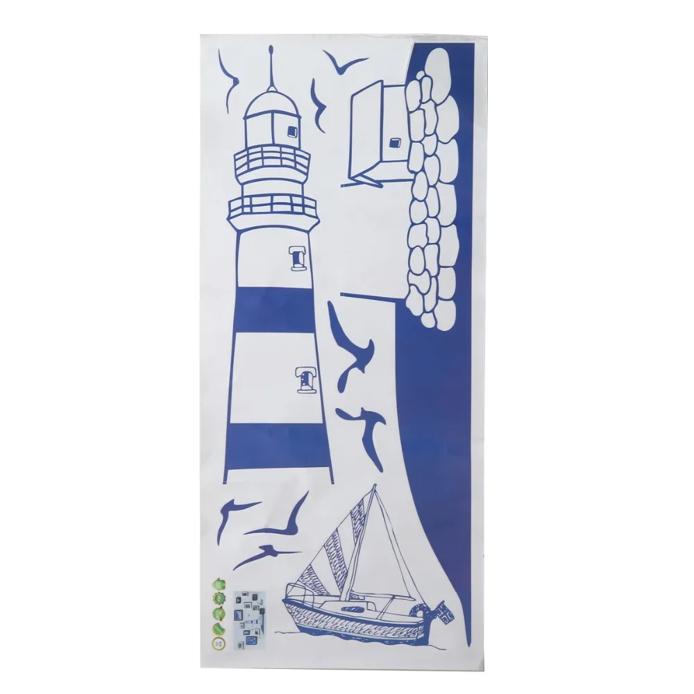 

Blue Seaside Lighthouse Wall Stickers Seagull Wall Sticker Decals For Kids Bedroom Living Room Home Decoration