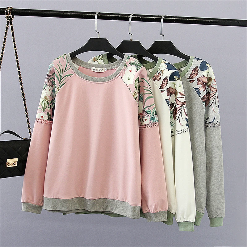 

2018 New Casual Sweatshirt Women Loose Women's Hoodies Tops Autumn Winter Plus Velvet Thicken Pullovers Female Oversized XL-4XL