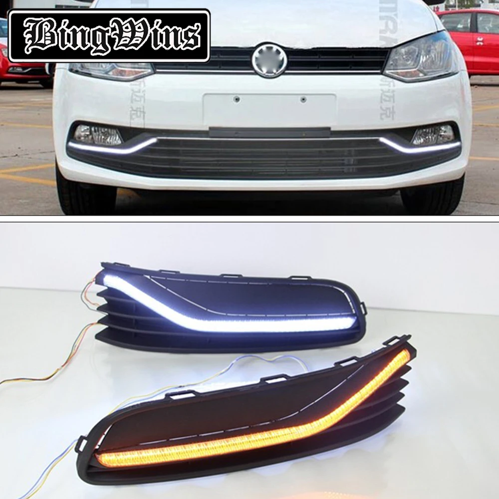 

Car styling for High quality For VW Volkswagen Polo 2014 2015 2016 Daytime Running Light DRL Driving Lamp Light Bar Style