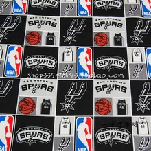 Ширина 105 см черный хлопок ткань Шпоры логотип печать лоскутное изделие из хлопчатобумажной ткани Швейные материалы для ручной работы одежда рубашка ткань