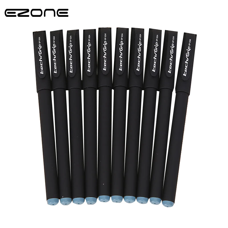 

EZONE 10PCS/Set Gel Pens Gel ink Pen 0.5 mm Ball Pip Rubber Matte Black ink Pen Office School Supplies Stationery Student Gifts