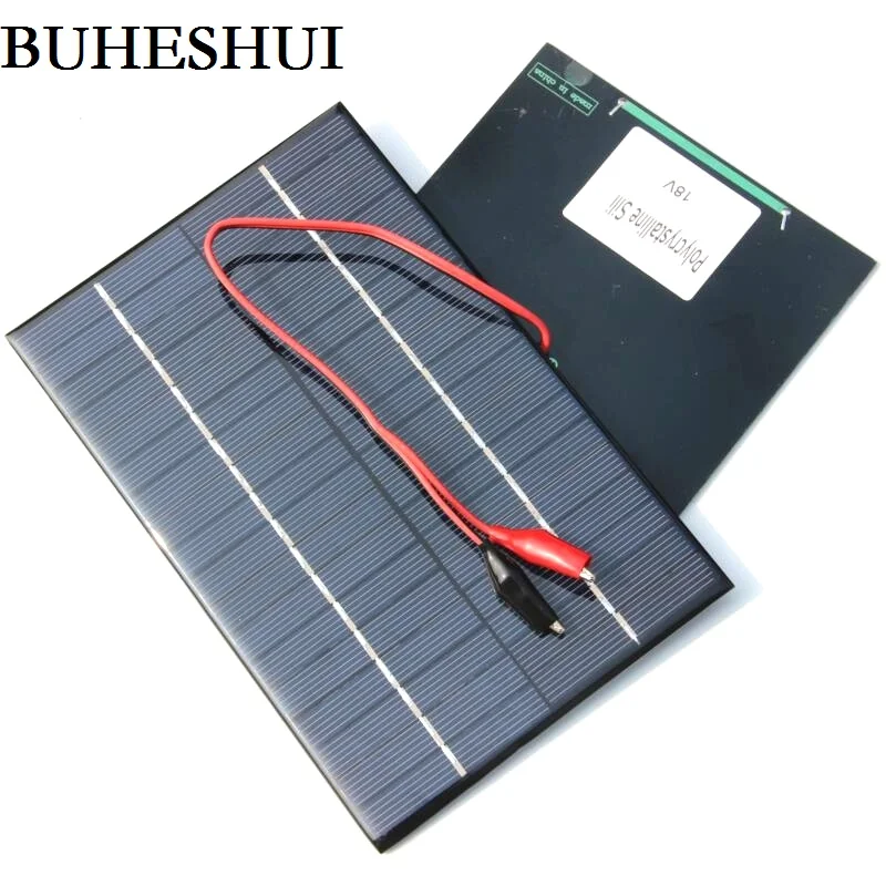 

BUHESHUI 4.2W 18V Solar Cell Polycrystalline Solar Panel+Crocodile Clip For Charging 12V Battery Solar Charger 200*130MM NEW