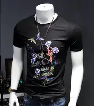 New Arrival Beautiful Men Bone Printing Geometric Pattern Short Sleeve T-Shirt Slim Simple Modal Shirt Size M-4xl