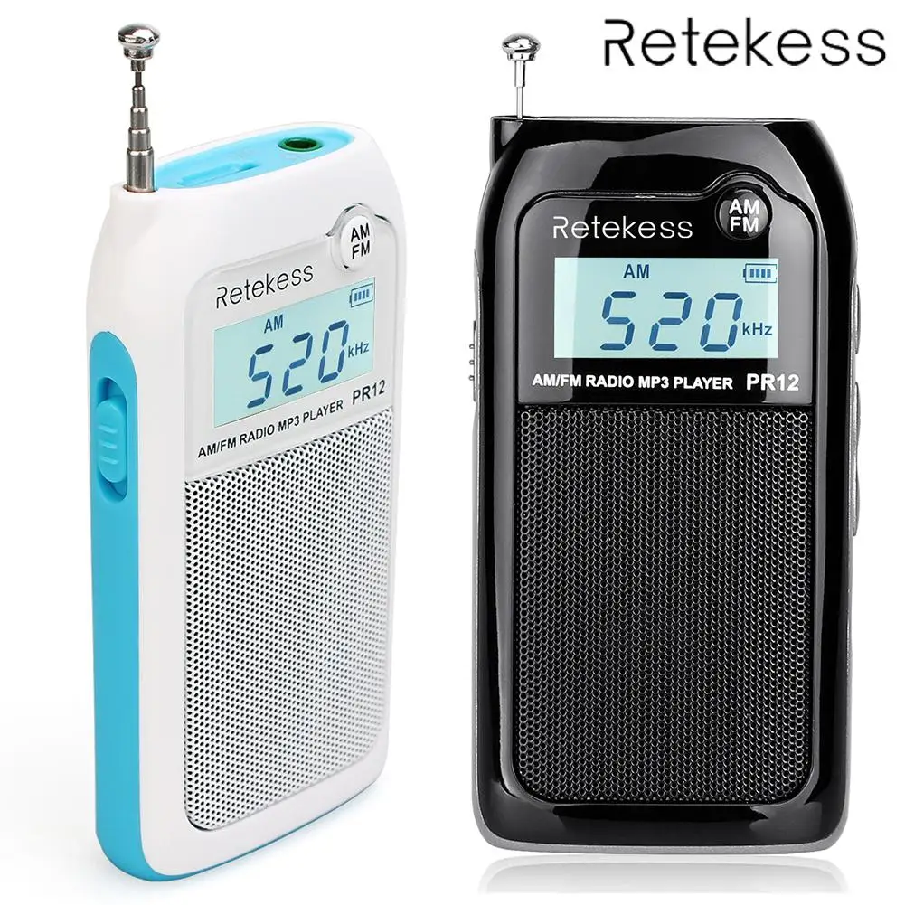 PR12 мини карманное радио FM AM цифровой тюнинговый аудио приемник 9 к 10 к MP3 музыкальный плеер перезаряжаемый аккумулятор портативный радио динамик