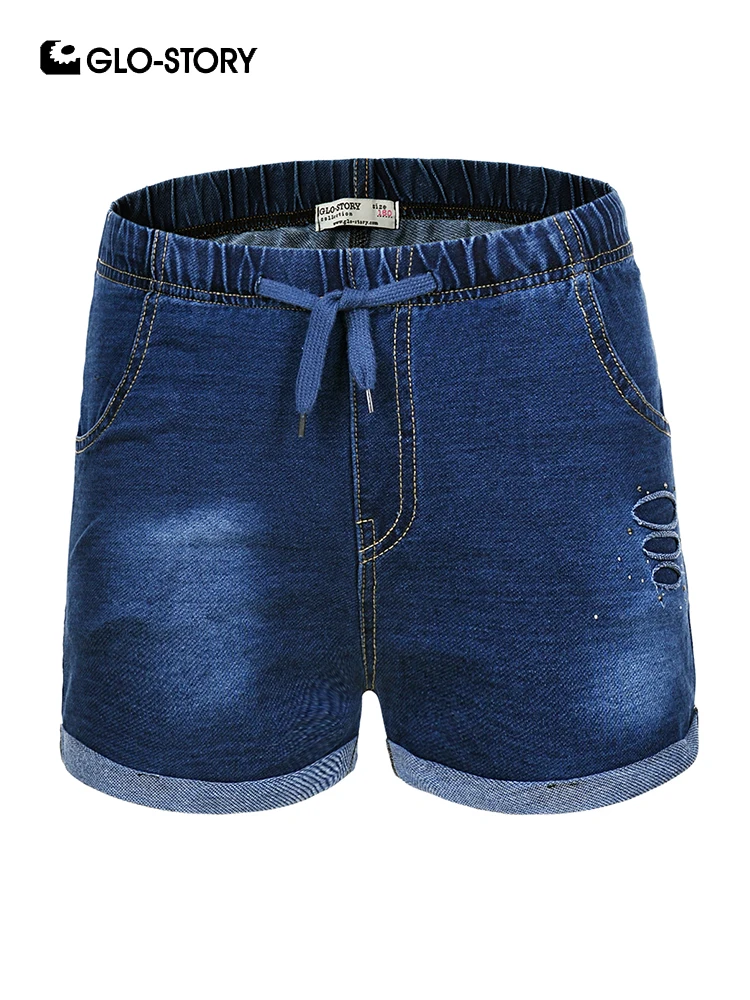 

GLO-STORY Teenage Kids Girls 2019 Summer Soft Short Pants Children Girl Ripped Knitted Shorts GDK-8035