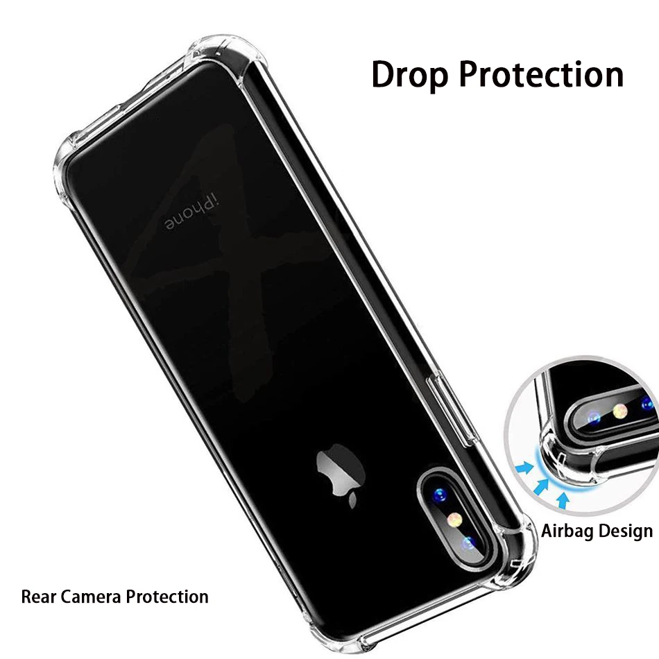 Прозрачный силиконовый чехол для телефона iPhone 8 7 6 6S Plus модный противоударный чехол для iPhone X XS XR XS Max Прозрачная защитная задняя крышка