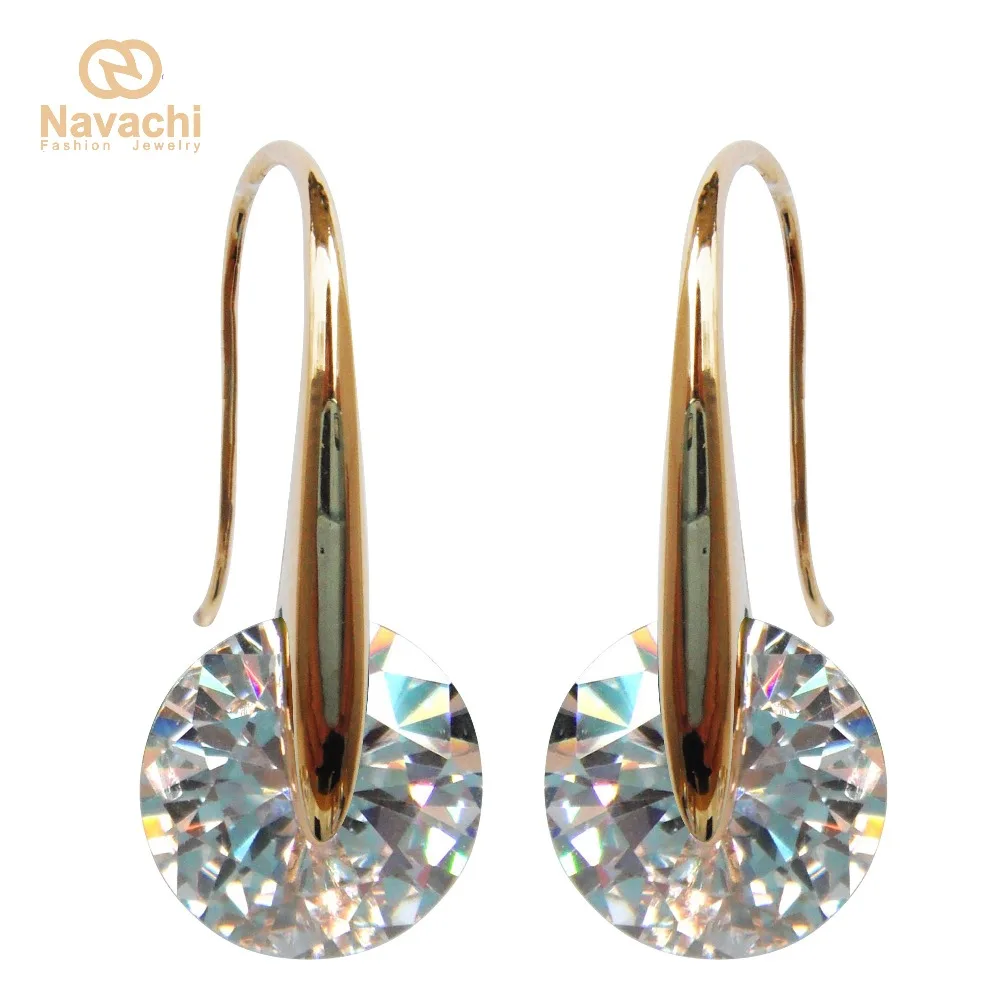

Navachi Circle Clear Cubic Zircon Crystal Yellow Earrings Free Shipping SMT2801