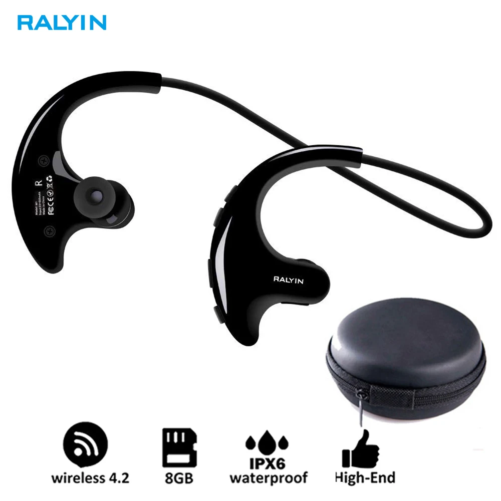 RALYIN M1 Bluetooth MP3 наушники встроенные 8 Гб спортивные водонепроницаемые беспроводные