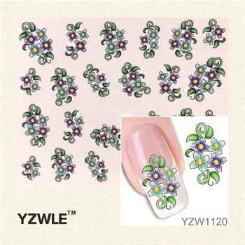 YZWLE 1Pcs Nail Art Water Sticker Nails Beauty Wraps Foil Polish Decals Temporary Tattoos Watermark