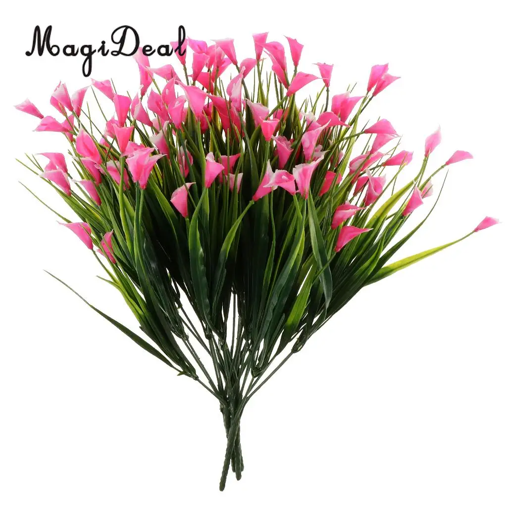 4pcs Artificial Shrubs Calla Lily Plastic Greenery Plants Flower Arrangement for Home Kitchen Dining Room Hanging Decor