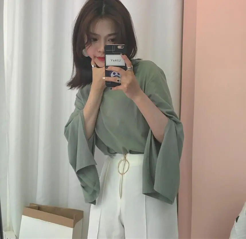 

Autumn Korean new wild big-sleeved long-sleeved
