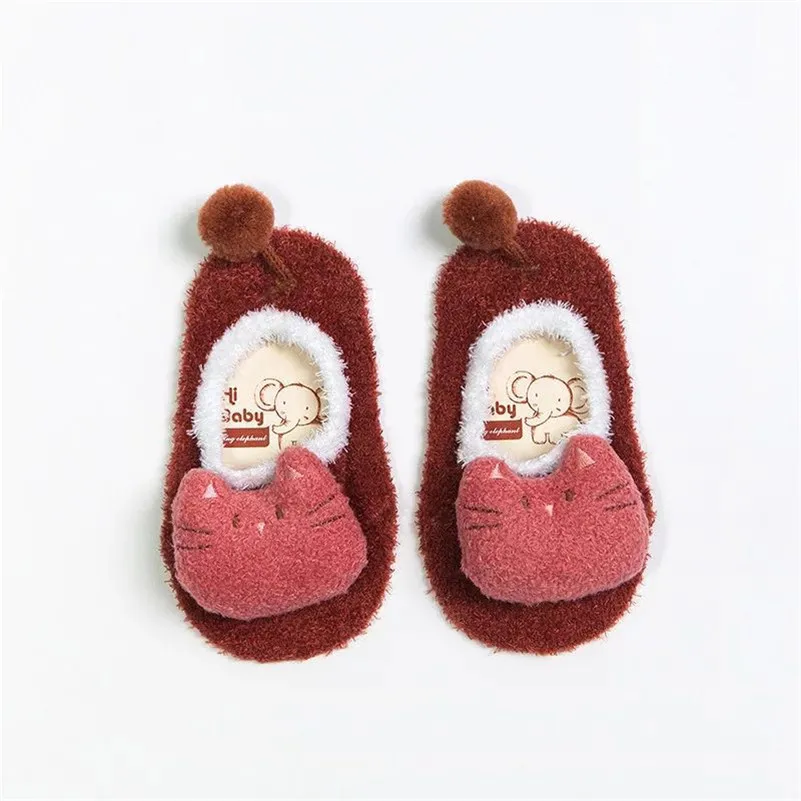 Baby Socks For Newborn Infant Toddler Boys Girls Cute Animal Keep Warm Shoes Winter Children Family Floor Sock Shoes 