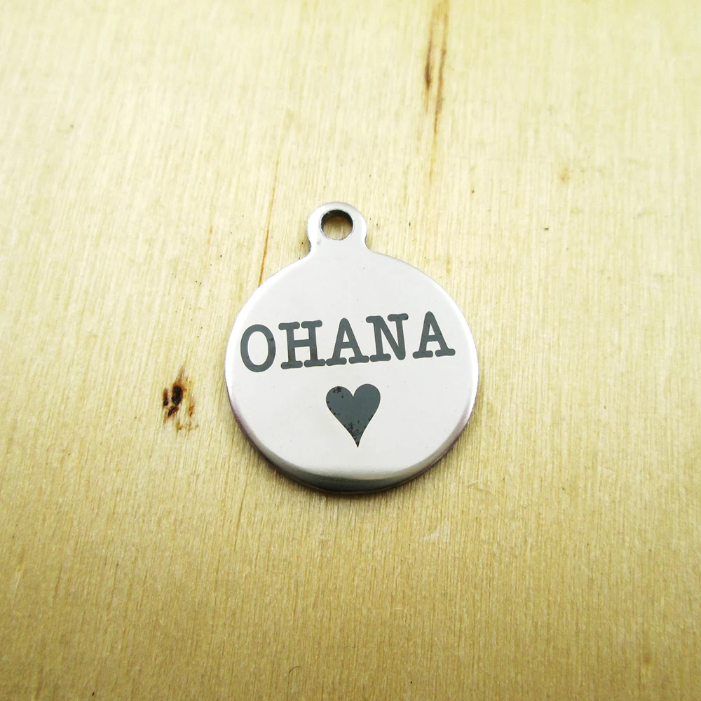

20pcs/lot-OHANA stainless steel charms - Laser Engraved - Customized - DIY Charms Pendants