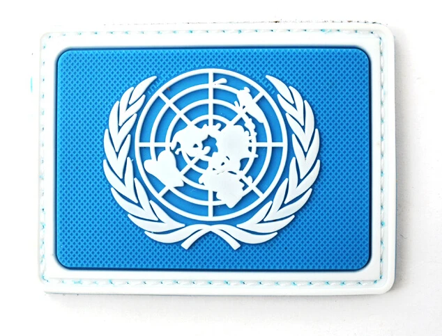 

UNITED NATIONS NATIONS UMIES UN Flag PVC Badge Rectangle Tactical Hook And Loop Armband Badge Blue