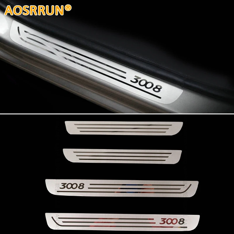 AOSRRUN Free shipping Stainless Steel Door Sill Scuff Plate car accessories For Peugeot 3008 2009-2016 1Gen 2Gen AOSRRUN Free shipping Stainless Steel Door Sill Scuff Plate car accessories For Peugeot 3008 2009-2016 1Gen 2Gen