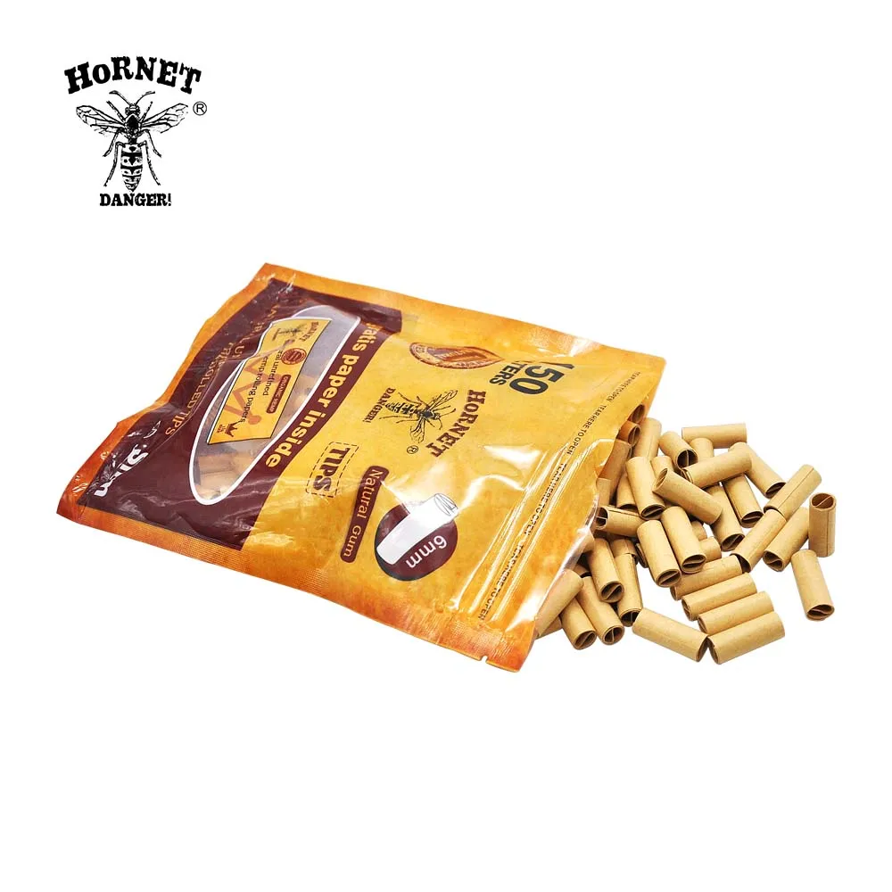 

HORNET DANGER 150 x HORNET Natural Gum 6MM Slim Rolling FilterPre Rolled Natural Unrefined Cigarette Filter Rolling Paper Tips