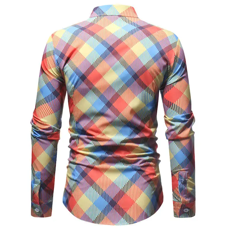 2019 الرجعية الأزهار المطبوعة الرجال عارضة قميص الكلاسيكية الرجال اللباس قميص الرجال كم طويل العلامة التجارية الجديدة أزياء الربيع قميص