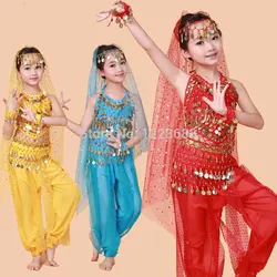 Новые детские танцевальные костюмы ручной работы для танца живота, Болливуд для девочек, индийская одежда для выступлений, 6 цветов