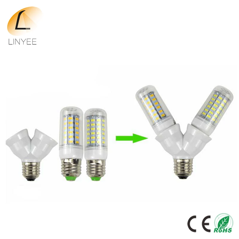 

NEW E27 to 2 E27 Lamp Holder Converter Socket Led Light Bulb Base type E27 to 2E27 Splitter Adapter For Led Lamp