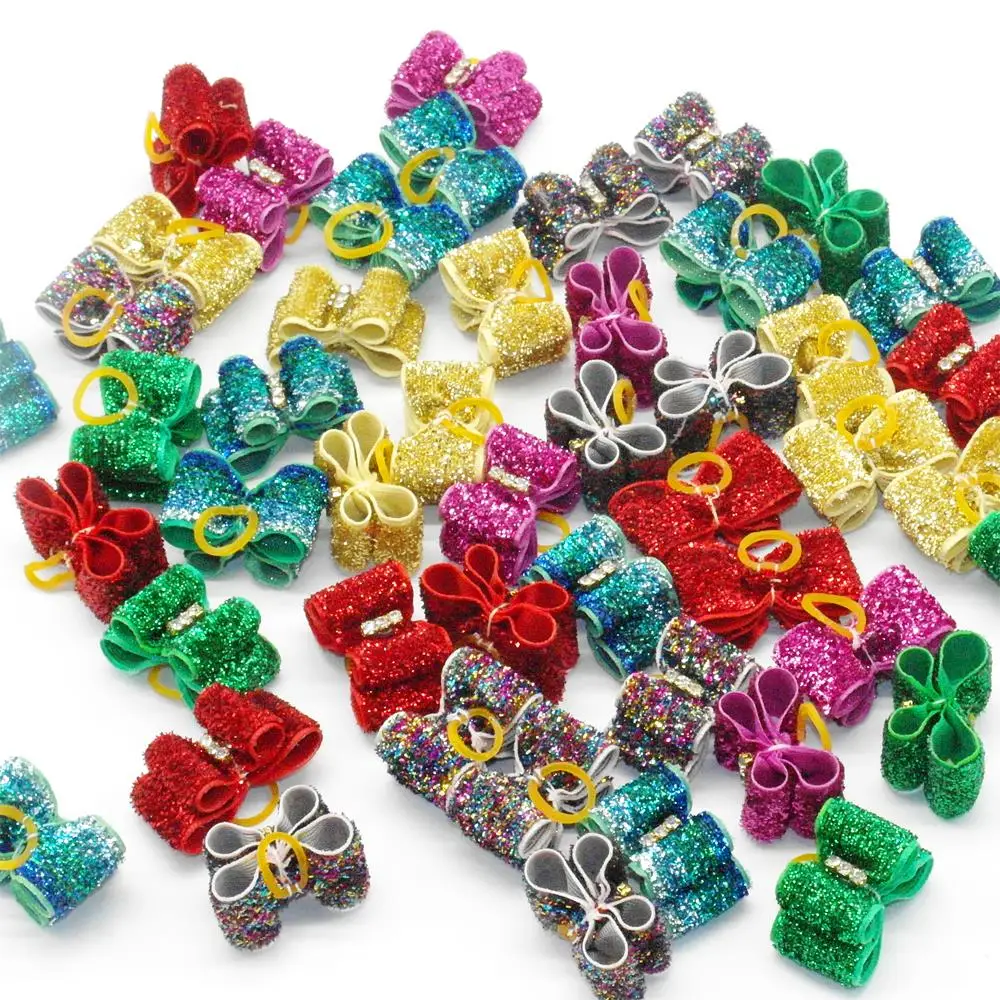

Cute Dog Hair Bows with Rubber Bands Pet Dog Bow Accessories For Long Hair Small Puppy Cat Hair Grooming Accessory Pet Supplies