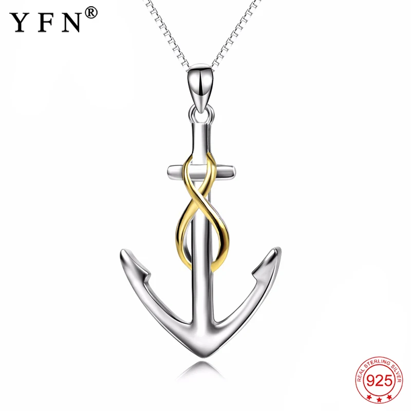 

Genuine 925 Sterling Silver Necklace Polished Anchor Infinity Love Pendants Necklaces Jewelry Gift Women Bijoux Femme PYX0179