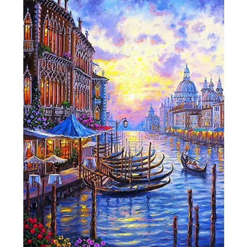 Landscape Framed Pictures DIY Painting By Numbers Wall Art Acrylic Painting On Canvas Drop Shipping For Wedding Decor GX25867 - Цвет: GX7191