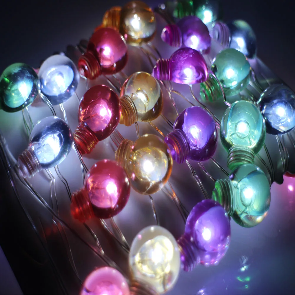 

Battery 3M 40LED Bulb Shaped String Light, Holiday Party Wedding New Year Garden Starry Fairy Lights with Timer, Remote Control