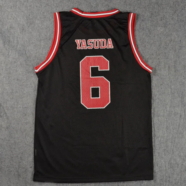 Костюм для косплея SLAM DUNK Shohoku школьный баскетбол команда 1-15 Sakuragi Hanamichi черная футболка Джерси Спортивная униформа - Цвет: No. 6 Yasuda