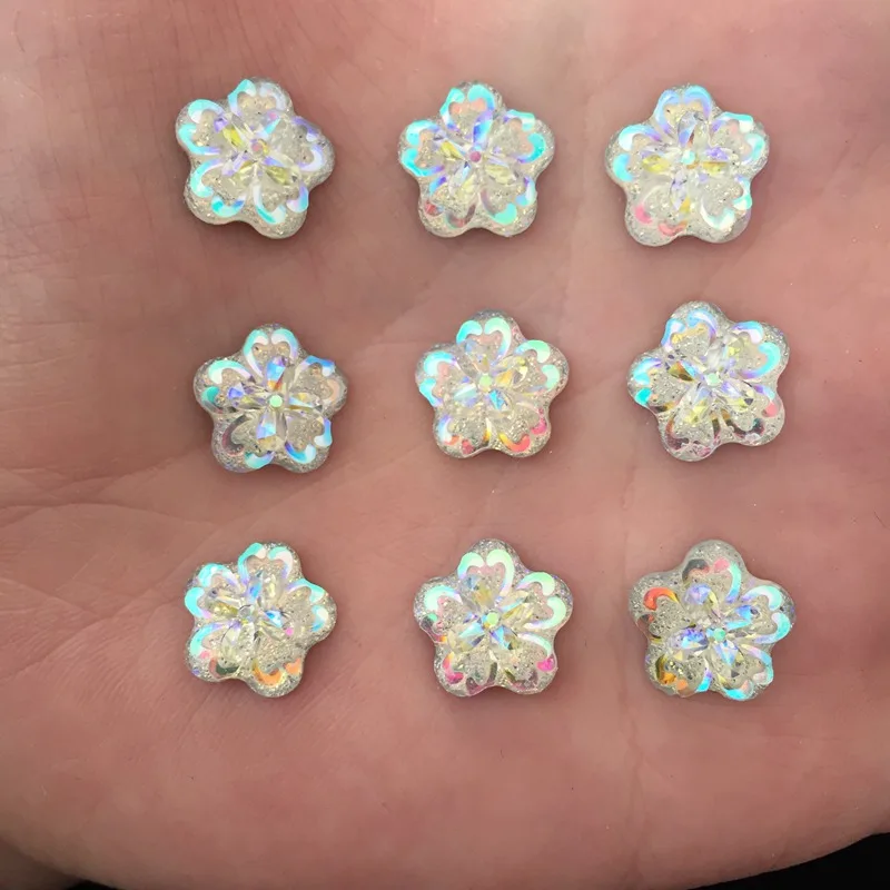 

DIY 60pcs 12mm AB flower Resin Rhinestone Flatback Scrapbooking Phone Case craft Wedding decoration D822