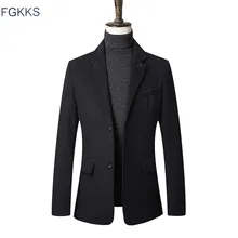 FGKKS Мужской Блейзер мужской повседневный приталенный однотонный формальный Блейзер на одной пуговице пальто Топы мужской модный бренд блейзер Пальто