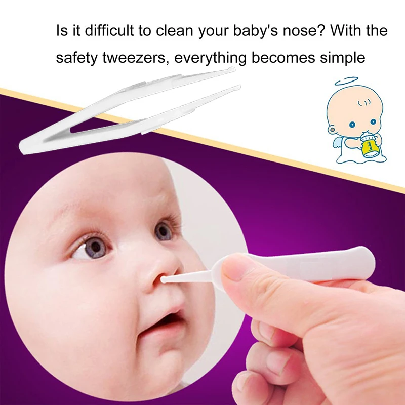 

Baby Safe Cleaning Tweezers White Security Tweezers for Newborn Scratch Prevention Multi-Function Ear Forceps Digging Nose Clip