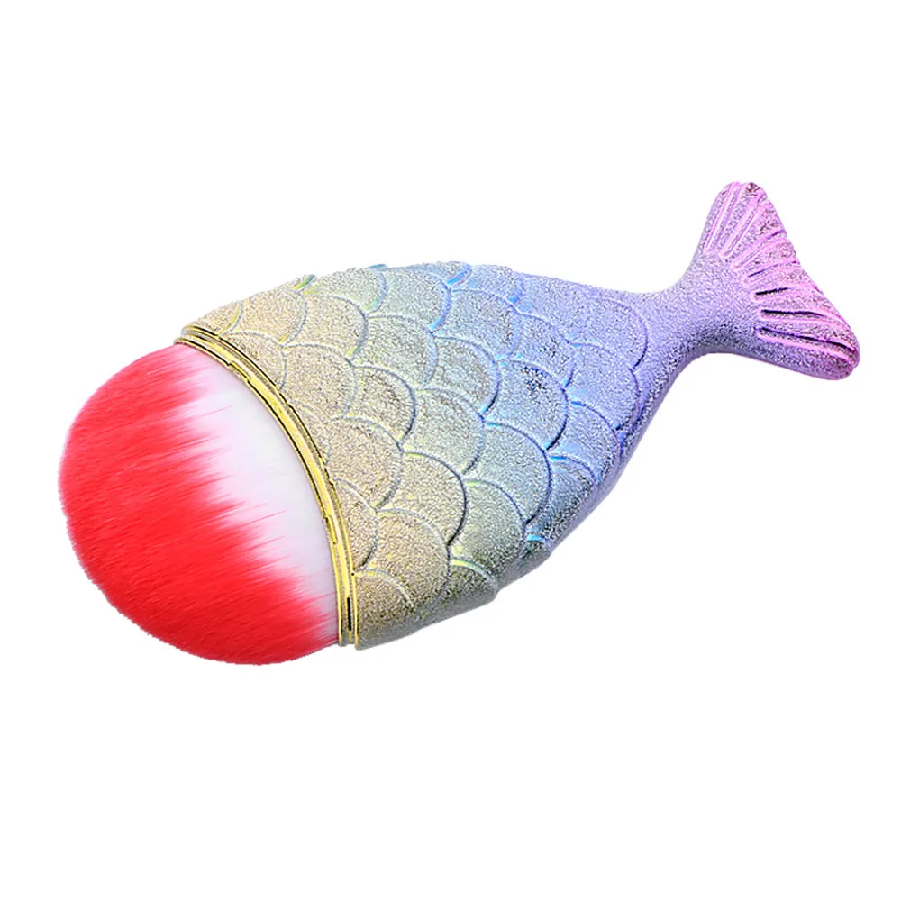 

Pro Makeup Brush Female Fashion Fish Scale Fishtail Bottom Brush 2017 New Ladies Powder Foudational Blush Cosmetic Brushes Tool