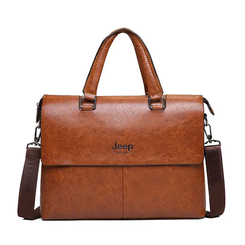 Мужской модный портфель jeep buluo, цвет хаки, сумка для документов, портфель для ноутбука 13", с плечевым ремнем, кожаная сумка, модель 6015, все сезоны