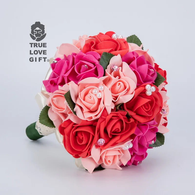 TRUE LOVE подарок розы новобрачная букет ленты инкрустированные жемчужина кисточкой