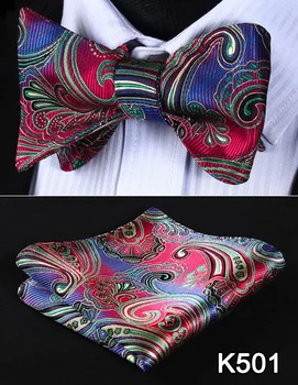 

Pocket Square Classic Party Wedding New Paisley Mens Bow Tie Silk Wedding Self Bowtie handkerchief Set #K5