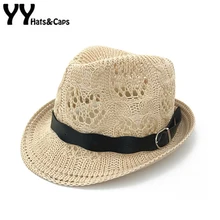 Полый Панама шляпа для детей Jazz cap s весна лето Sunhats Мода Fedora Девушки Пляж Солнцезащитный козырек фетр Топ Панама YY18059