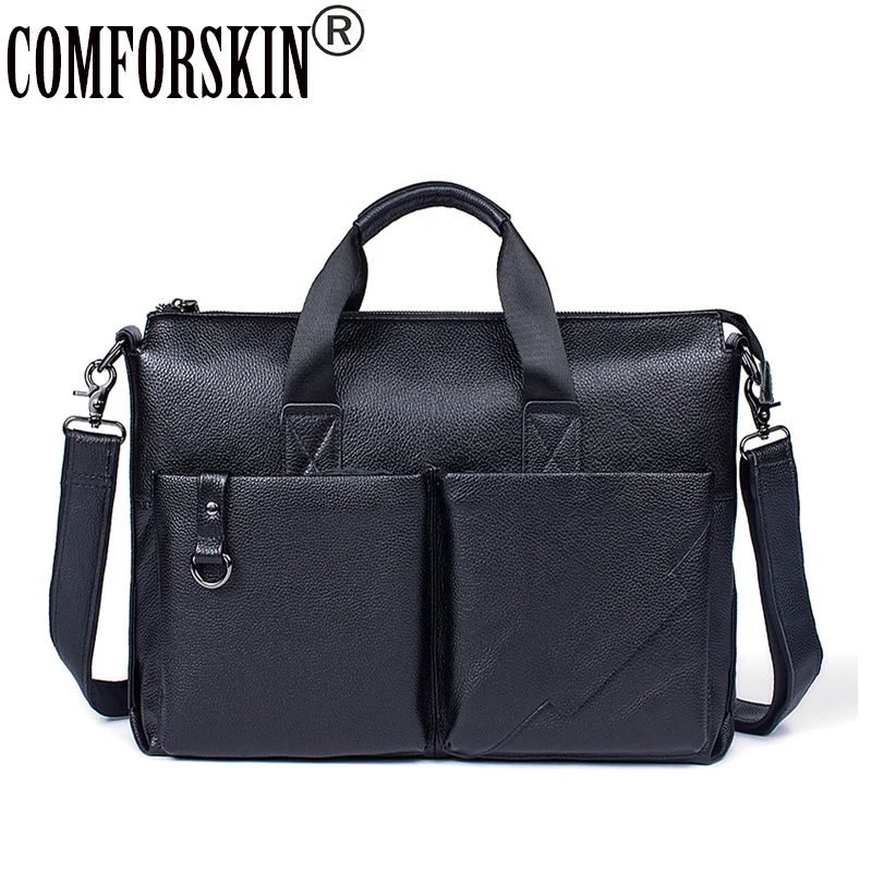 

COMFORSKIN Bolsa Masculina New Arrivals Luxurious 100% Genuine Leather Business Men Briefcase 2018 Hot Fashion Men's Handbags