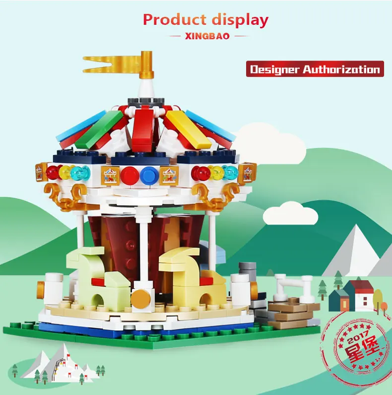 

XingBao 01107 Genuine 343Pcs Colorful World Series The Merry Go Round Set Building Blocks Bricks Educational Toys Model As Gifts