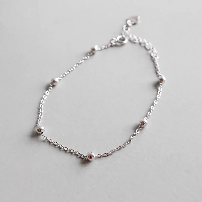 

925 Sterling Silver Bracelets Beaded cross chain bracelet sterling silver Fine Jewelry for Women Accessories Gift WDB033
